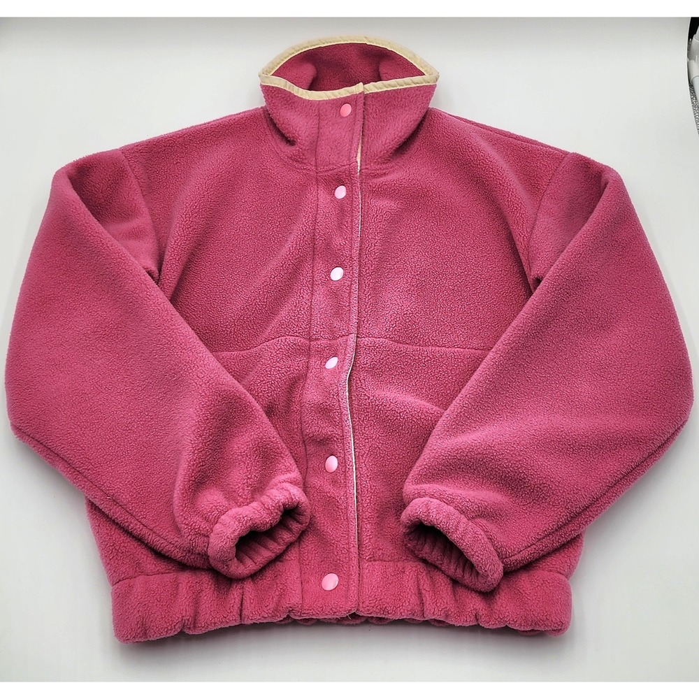 Vintage Woolrich Fleece Jacket Small Pink Made in USA Full Snap Front 90s Retro - Picture 1 of 14